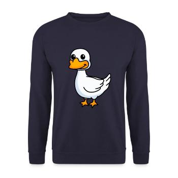 Gans Comic Tier - Unisex Pullover - Navy - Vorne - Alina (178cm) & Michal (187cm)