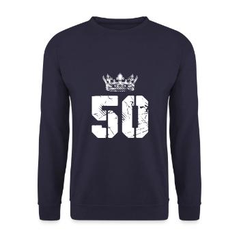 50 number crown - Unisex Sweatshirt - navy - Front - Alina (178cm) & Michal (187cm)
