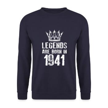 1941 legends born in - Unisex Pullover - Navy - Vorne - Alina (178cm) & Michal (187cm)