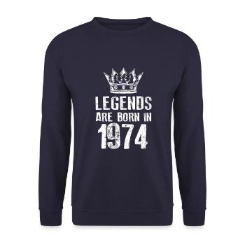 1974 legends born in - Unisex Pullover - Navy - Vorne - Alina (178cm) & Michal (187cm)