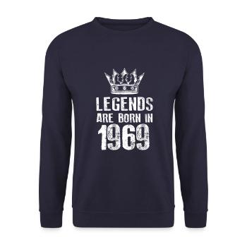 1969 legends born in - Unisex Sweatshirt - navy - Front - Alina (178cm) & Michal (187cm)