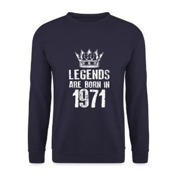1971 legends born in - Unisex Pullover - Navy - Vorne - Alina (178cm) & Michal (187cm)