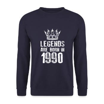 1990 legends born in - Unisex Sweatshirt - navy - Front - Alina (178cm) & Michal (187cm)