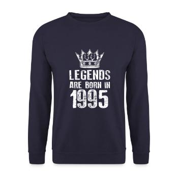1995 legends born in - Unisex Pullover - Navy - Vorne - Alina (178cm) & Michal (187cm)