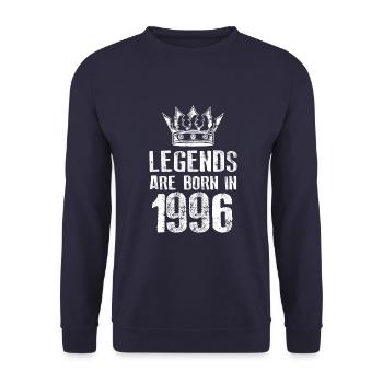 1996 legends born in - Unisex Sweatshirt - navy - Front - Alina (178cm) & Michal (187cm)