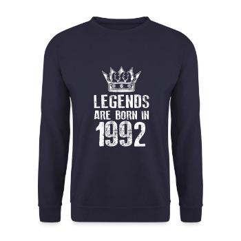 1992 legends born in - Unisex Sweatshirt - navy - Front - Alina (178cm) & Michal (187cm)
