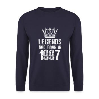 1997 legends born in - Unisex Pullover - Navy - Vorne - Alina (178cm) & Michal (187cm)