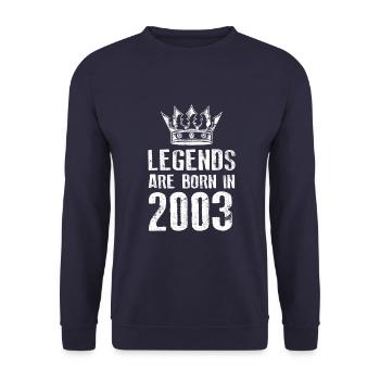 2003 legends born in - Unisex Sweatshirt - navy - Front - Alina (178cm) & Michal (187cm)