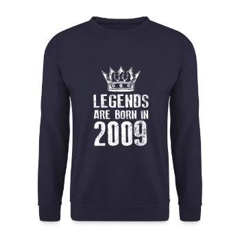 2009 legends born in - Unisex Sweatshirt - navy - Front - Alina (178cm) & Michal (187cm)