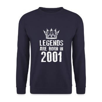 2001 legends born in - Unisex Pullover - Navy - Vorne - Alina (178cm) & Michal (187cm)