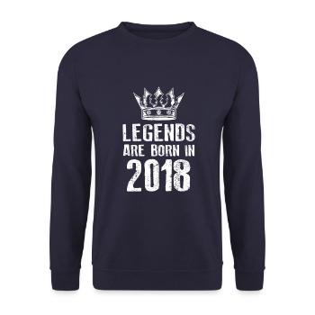 2018 legends born in - Unisex Sweatshirt - navy - Front - Alina (178cm) & Michal (187cm)