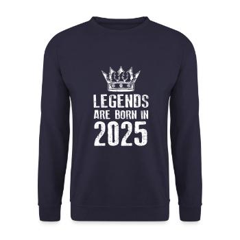 2025 legends born in - Unisex Sweatshirt - navy - Front - Alina (178cm) & Michal (187cm)