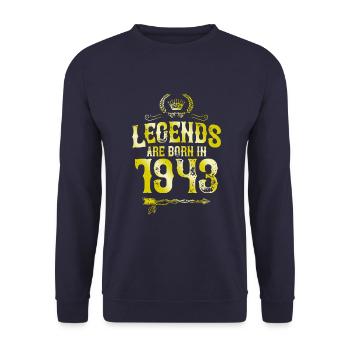 1943 legends born in - Unisex Sweatshirt - navy - Front - Alina (178cm) & Michal (187cm)