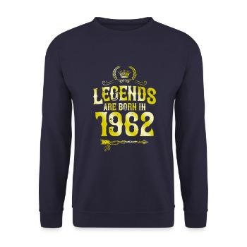 1962 legends born in - Unisex Pullover - Navy - Vorne - Alina (178cm) & Michal (187cm)
