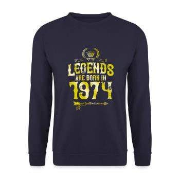1974 legends born in - Unisex Sweatshirt - navy - Front - Alina (178cm) & Michal (187cm)