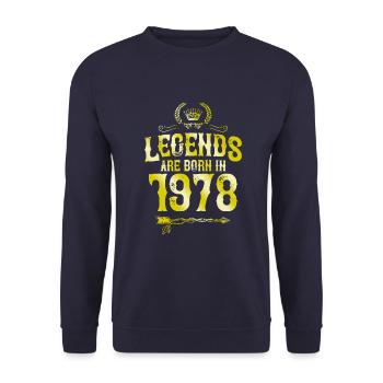 1978 legends born in - Unisex Pullover - Navy - Vorne - Alina (178cm) & Michal (187cm)