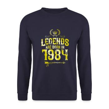 1984 legends born in - Unisex Sweatshirt - navy - Front - Alina (178cm) & Michal (187cm)