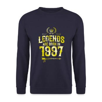 1997 legends born in - Unisex Pullover - Navy - Vorne - Alina (178cm) & Michal (187cm)