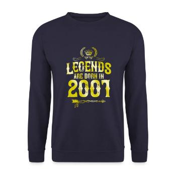 2001 legends born in - Unisex Pullover - Navy - Vorne - Alina (178cm) & Michal (187cm)