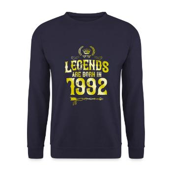 1992 legends born in - Unisex Pullover - Navy - Vorne - Alina (178cm) & Michal (187cm)