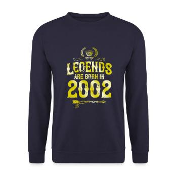 2002 legends born in - Unisex Sweatshirt - navy - Front - Alina (178cm) & Michal (187cm)