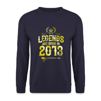 2013 legends born in - Unisex Sweatshirt - navy - Front - Alina (178cm) & Michal (187cm)