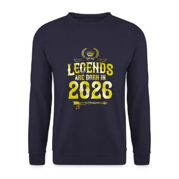 2026 legends born in - Unisex Pullover - Navy - Vorne - Alina (178cm) & Michal (187cm)