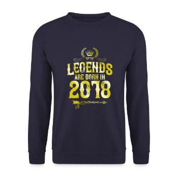 2018 legends born in - Unisex Sweatshirt - navy - Front - Alina (178cm) & Michal (187cm)