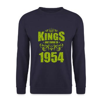 kings are born 1954 - Unisex Sweatshirt - navy - Front - Alina (178cm) & Michal (187cm)