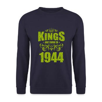 kings are born 1944 - Unisex Sweatshirt - navy - Front - Alina (178cm) & Michal (187cm)