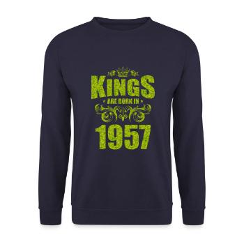 kings are born 1957 - Unisex Pullover - Navy - Vorne - Alina (178cm) & Michal (187cm)