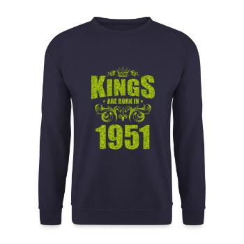 kings are born 1951 - Unisex Sweatshirt - navy - Front - Alina (178cm) & Michal (187cm)