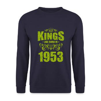 kings are born 1953 - Unisex Sweatshirt - navy - Front - Alina (178cm) & Michal (187cm)
