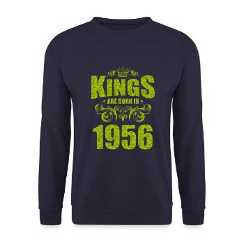 kings are born 1956 - Unisex Sweatshirt - navy - Front - Alina (178cm) & Michal (187cm)