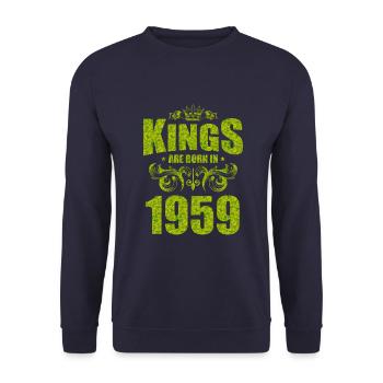 kings are born 1959 - Unisex Sweatshirt - navy - Front - Alina (178cm) & Michal (187cm)