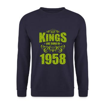 kings are born 1958 - Unisex Sweatshirt - navy - Front - Alina (178cm) & Michal (187cm)