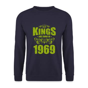 kings are born 1969 - Unisex Pullover - Navy - Vorne - Alina (178cm) & Michal (187cm)