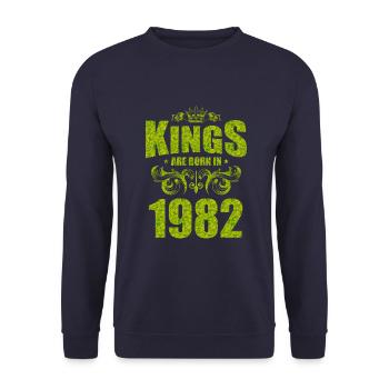 kings are born 1982 - Unisex Sweatshirt - navy - Front - Alina (178cm) & Michal (187cm)