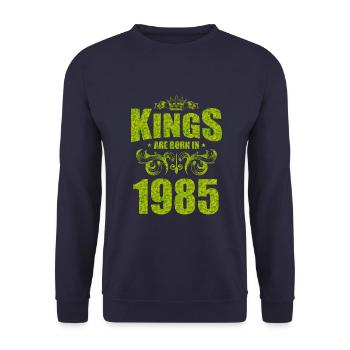 kings are born 1985 - Unisex Sweatshirt - navy - Front - Alina (178cm) & Michal (187cm)