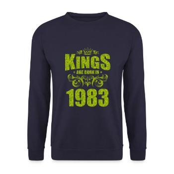 kings are born 1983 - Unisex Sweatshirt - navy - Front - Alina (178cm) & Michal (187cm)