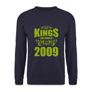 kings are born 2009 - Unisex Sweatshirt - navy - Front - Alina (178cm) & Michal (187cm)