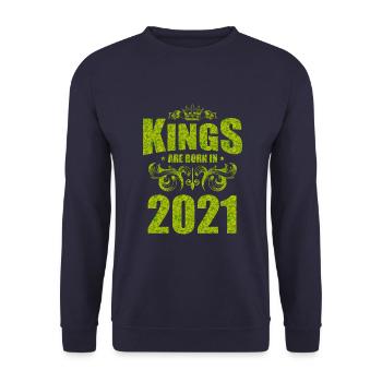 kings are born 2021 - Unisex Pullover - Navy - Vorne - Alina (178cm) & Michal (187cm)