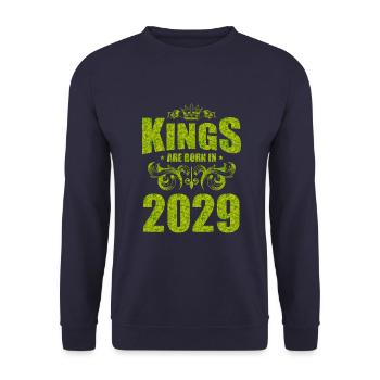 kings are born 2029 - Unisex Sweatshirt - navy - Front - Alina (178cm) & Michal (187cm)