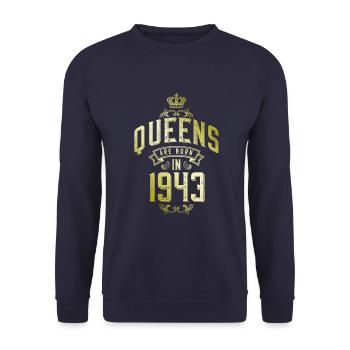 Queens born in 1943 - Unisex Sweatshirt - navy - Front - Alina (178cm) & Michal (187cm)