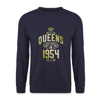 Queens born in 1954 - Unisex Sweatshirt - navy - Front - Alina (178cm) & Michal (187cm)