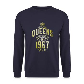 Queens born in 1967 - Unisex Pullover - Navy - Vorne - Alina (178cm) & Michal (187cm)