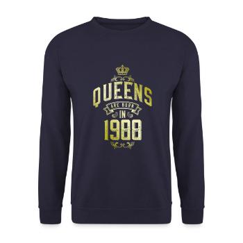 Queens born in 1988 - Unisex Pullover - Navy - Vorne - Alina (178cm) & Michal (187cm)