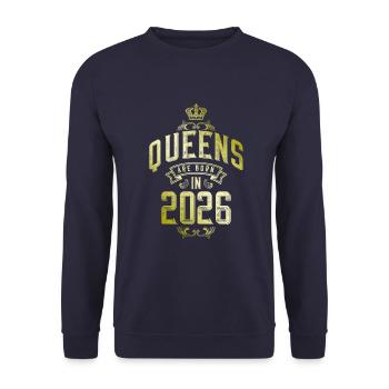 Queens born in 2026 - Unisex Sweatshirt - navy - Front - Alina (178cm) & Michal (187cm)