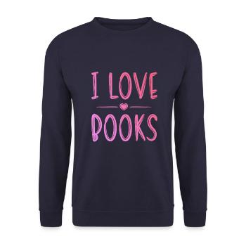 I love books - Unisex Sweatshirt - navy - Front - Alina (178cm) & Michal (187cm)