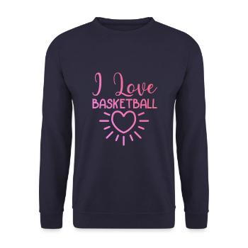 Ich liebe Basketball - Unisex Pullover - Navy - Vorne - Alina (178cm) & Michal (187cm)